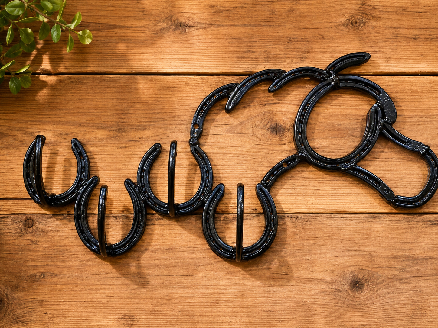 Handcrafted Horseshoe Horse Tack Rack – 4 Hook Wall Organizer