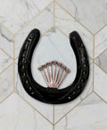 Horseshoe Wall Decor with Rose Gold Nails - Rustic Farmhouse Art
