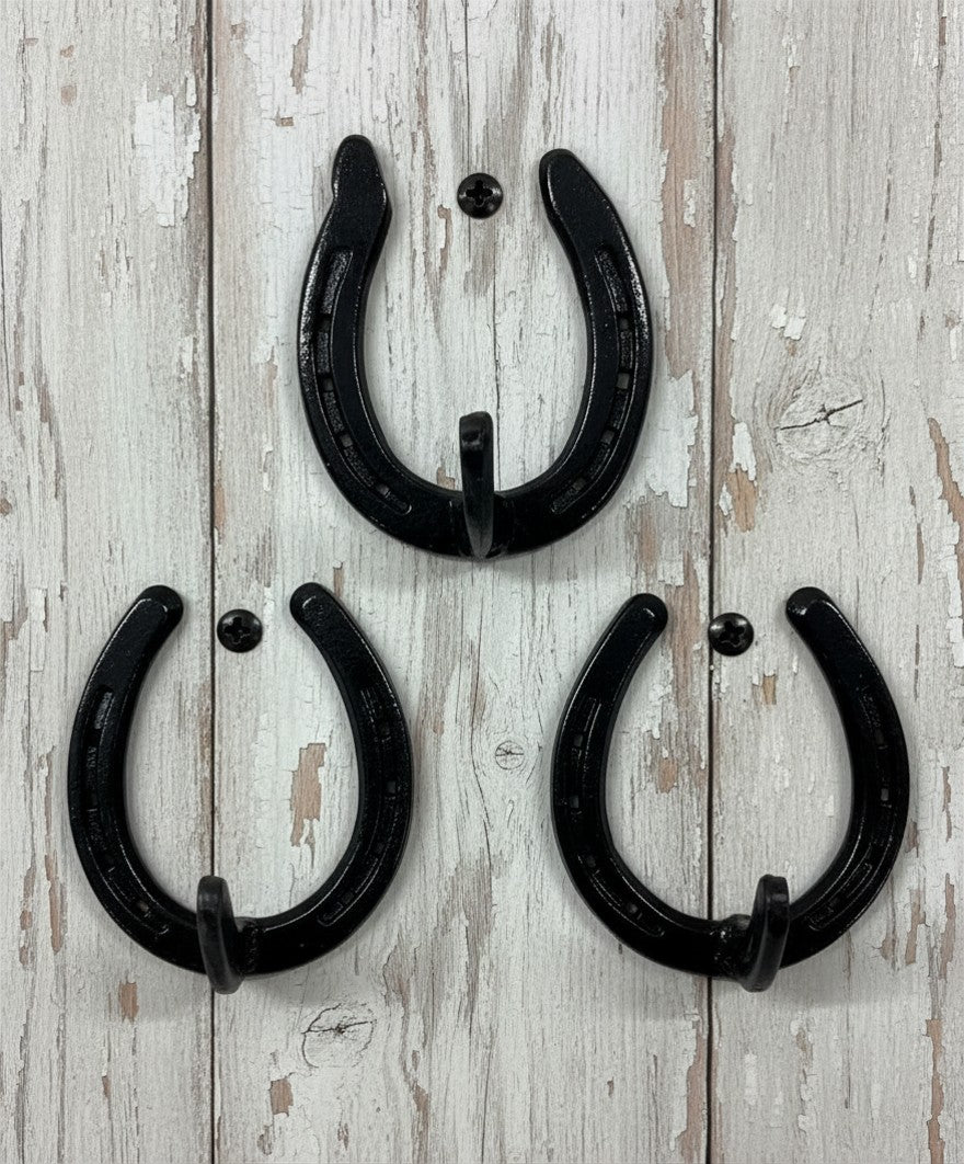 Horseshoe Wall Hook - Black Metal (Short/Long Hook Options)